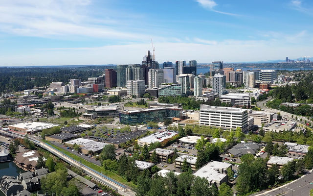 Aerial view of Wilburton, which will become Bellevue's newest urban neighborhood.