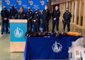 Local police departments hold a news conference about a task force to counter catalytic converter thefts.