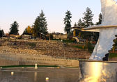 A bird sculpture graces the pedestrian pier at the relatively new Meydenbauer Bay Park.
