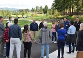 Residents and staff gathered for a Neighborhood Walk